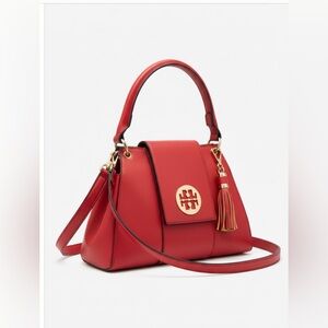 Elegant and Vibrant Red Hobo Bag - Adjustable Strap, Gold Logo, NWOT!"